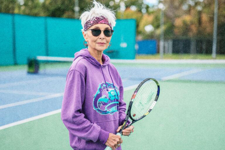 elderly women playing tennis